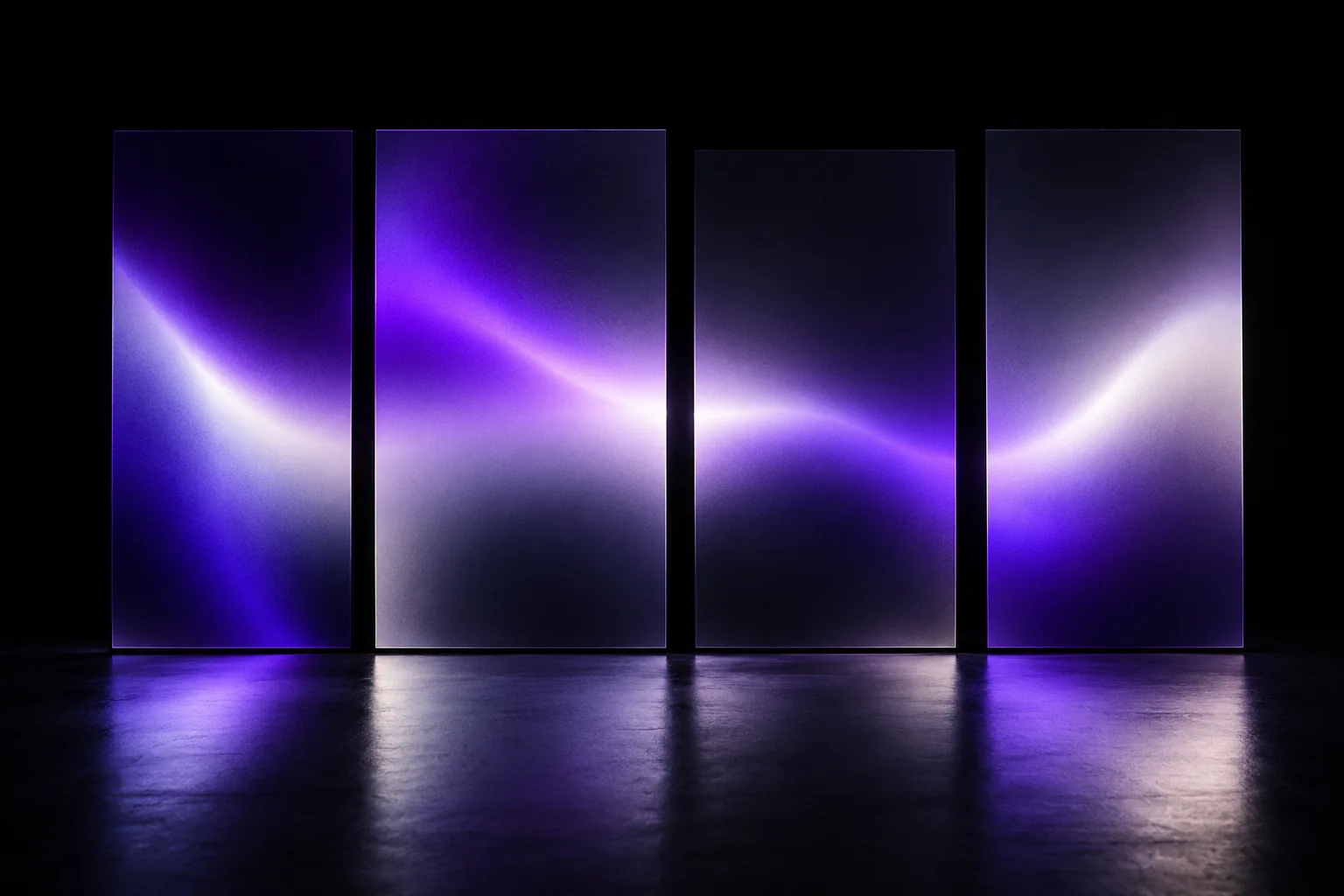 Concept image of a silhouetted person working with a blurred purple gradient panel